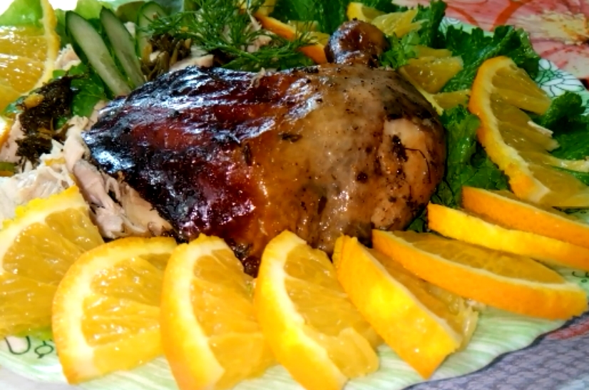 Курица запечённая с травами и апельсином